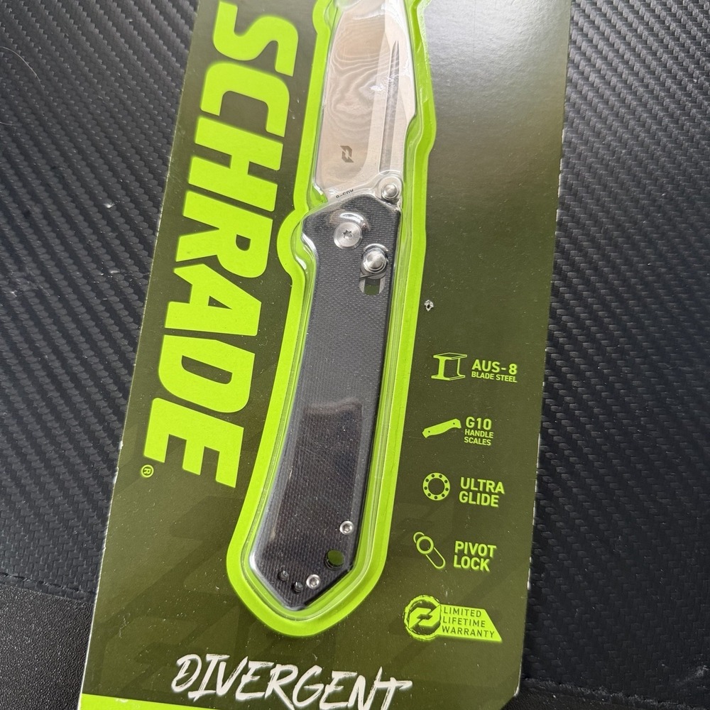 NEW Schrade Divergent Folding Knife 3.06" AUS-8 Steel Blade G10 Handle 1182620